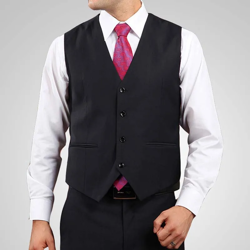 S 4XL V Neck Mens Suit Vest Dress Brand Clothing Business Casual Slim ...