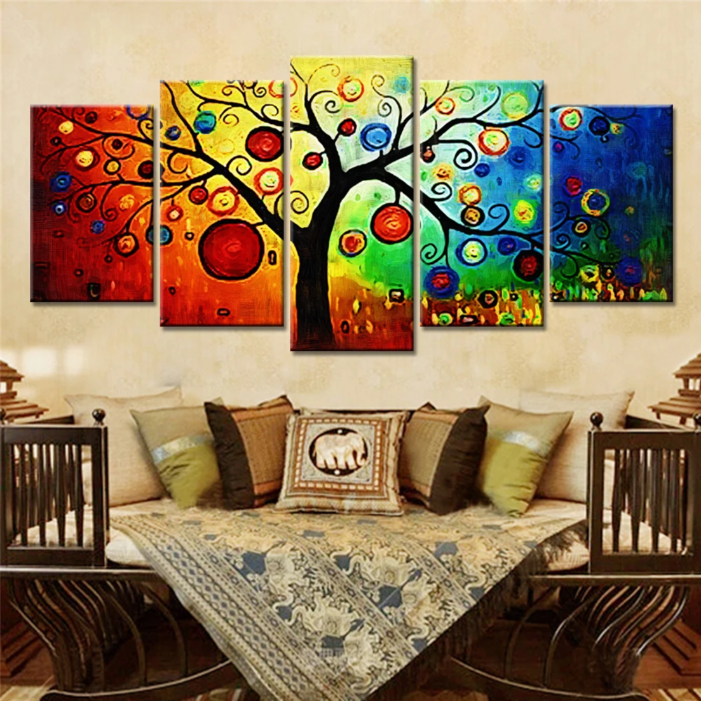 5 Pieces Abstract Tree Wall Decorative Painting Canvas Art Prints Wall Art Canvas Modular