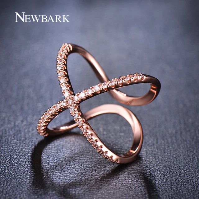 NEWBARK Hot! Letter X Shape Ring For Women Adjustable Micro Paved Zirconia Cross NEWBARK Hot! Letter X Shape Ring For Women Adjustable Micro Paved Zirconia Cross