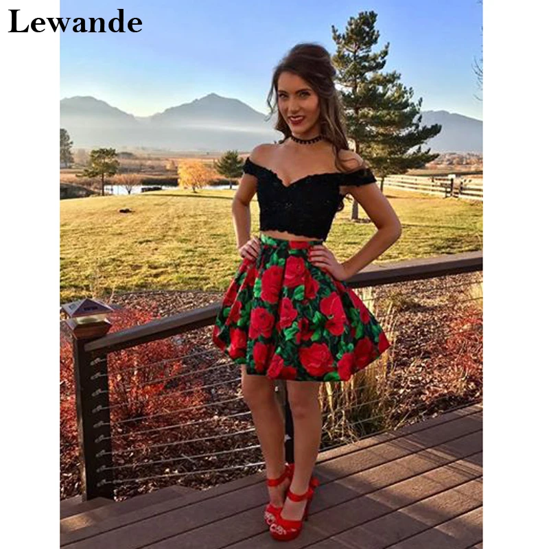2 piece floral homecoming dress