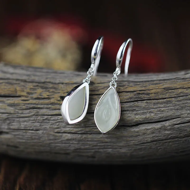 Натуральный нефрит 925 серебряные серьги для Для женщин, Новое поступление ручной работы Fine Jewelry Серьги подарок