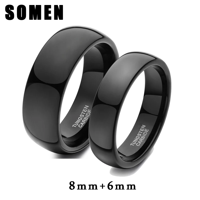 6mm 8mm Black Tungsten Wedding Bands Men Engagement Rings Couple Ring Set Women Bridal Jewelry 6mm 8mm Black Tungsten Wedding Bands Men Engagement Rings Couple Ring Set Women Bridal Jewelry