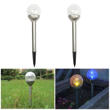 

LED Solar Lamp Cracked Glass Ball Outdoor Lights Lawn Garden Landscape Stake Spot Lamp Home Wedding party Decor 4 Pack