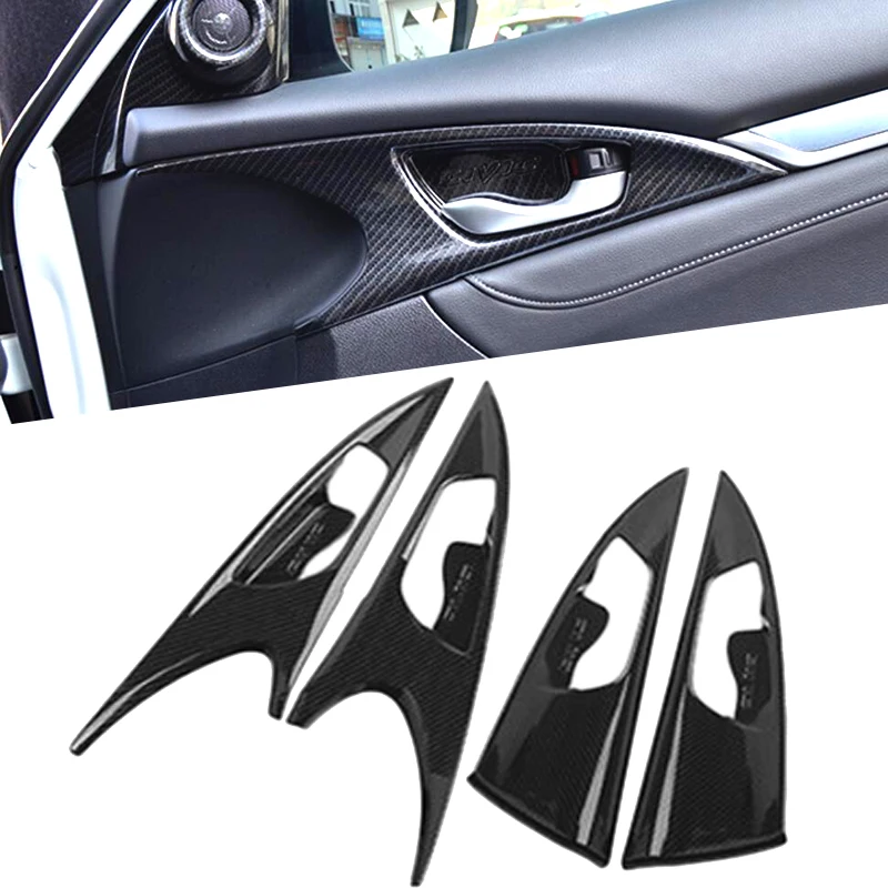 Carbon Fiber Interior Mouldings Inner Door Handle Bowl Panel Cover Trim