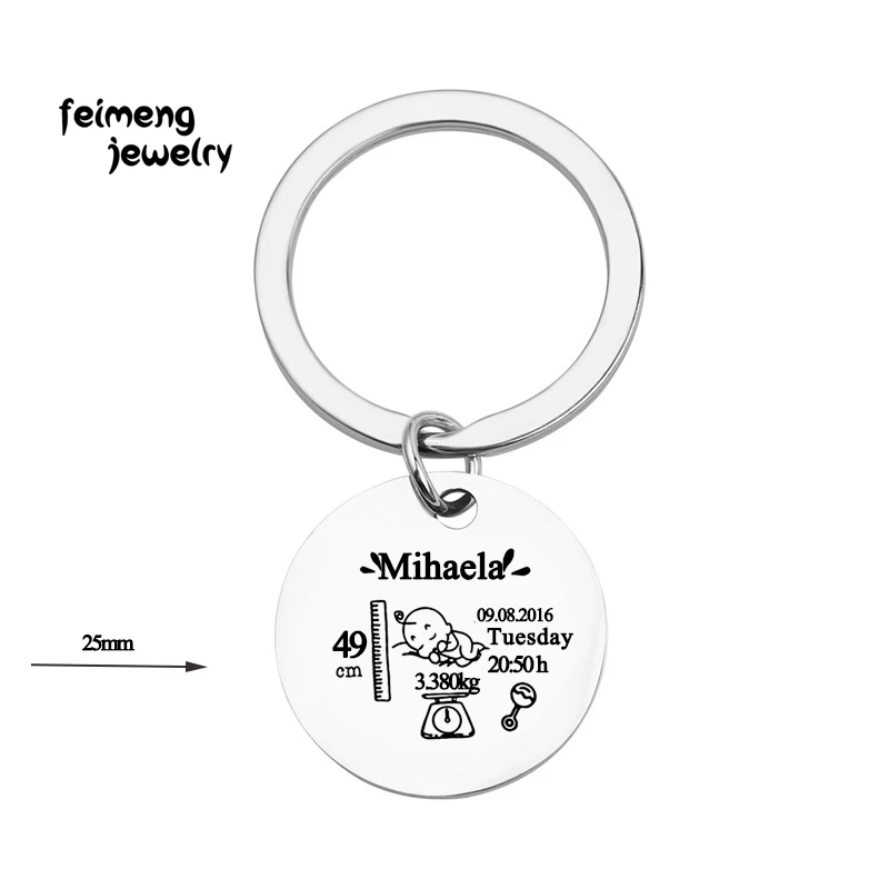 

High Memorial Value Newborn Baby Stats Weight Length Date Custom Name Keychain New Dad Mom Keepsake Baby Birth Personalized Gift