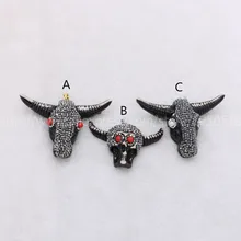Fashion buffalo Head pendant , Bull Cattle Charm Bead Longhorn Resin Horn Cattle Pendant for Jewelry Accessories mix color 893