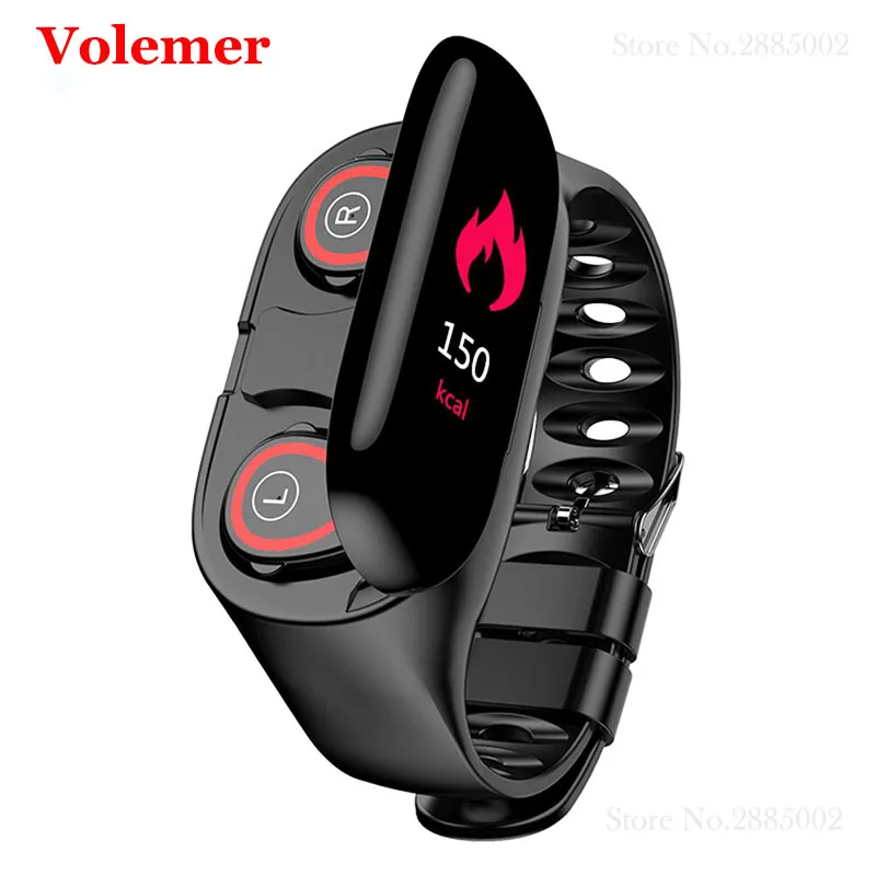 

Volemer M1 AI Smart Watch Touch Control Bluetooth Earphones Wristband Heart Rate Blood Pressure Monitor Sport Band Watch Men