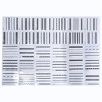 

30 Sheet/lot White/Black Lace Nail Stickers,3D Mix Paper Wave Water Transfer Nail Sticker,Random Decals Nail Art DIY Decoration