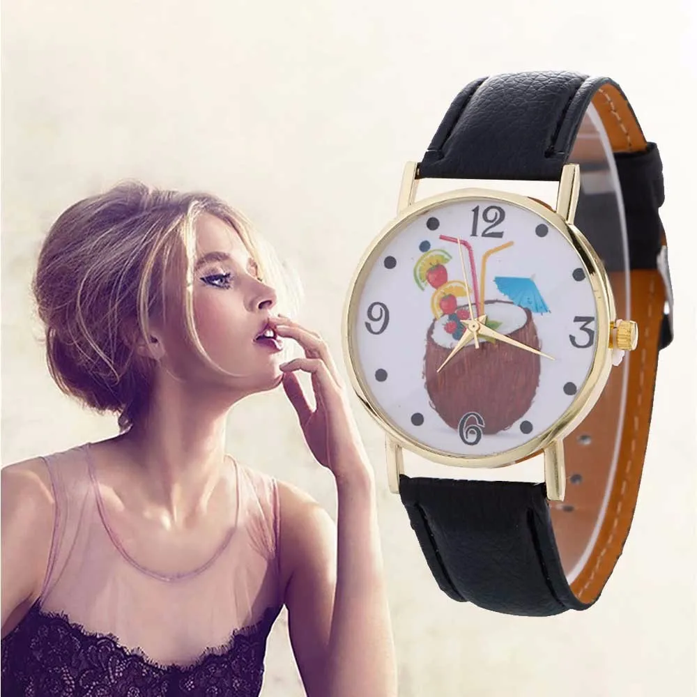 Милые каникулы стиль кокосовый узор женские часы хороший Zegarki Damskie Montre Femme Acier Inoxydable женские часы @ 50