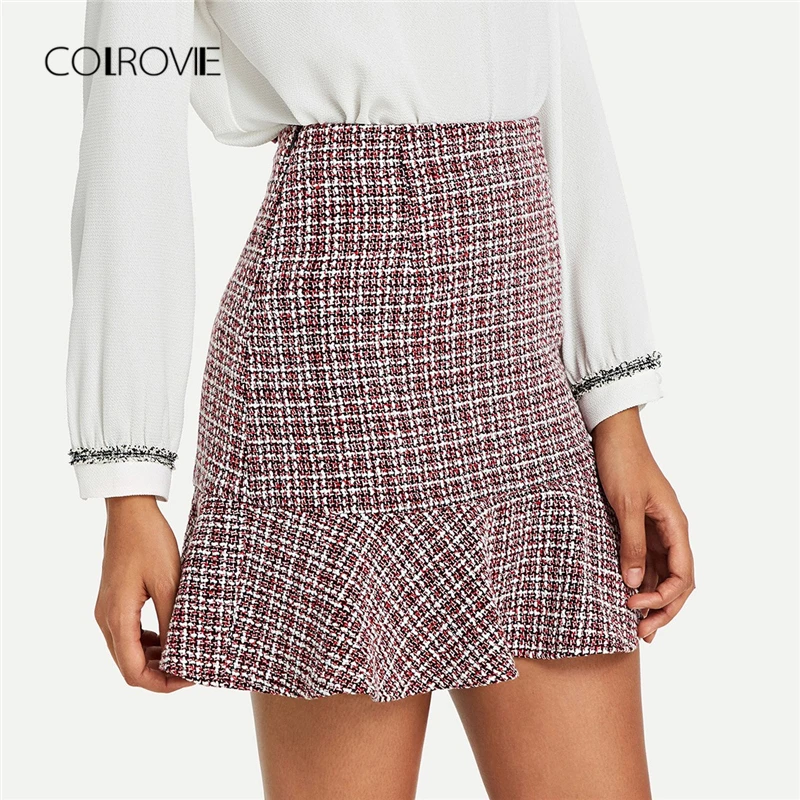 COLROVIE كشكش تنحنح العمل Bodycon أنيقة مصغرة تنورة خمر 2018 الخريف عالية الخصر النساء التنانير الكلاسيكية قصيرة أسفل التنانير COLROVIE كشكش تنحنح العمل Bodycon أنيقة مصغرة تنورة خمر 2018 الخريف عالية الخصر النساء التنانير الكلاسيكية قصيرة أسفل التنانير