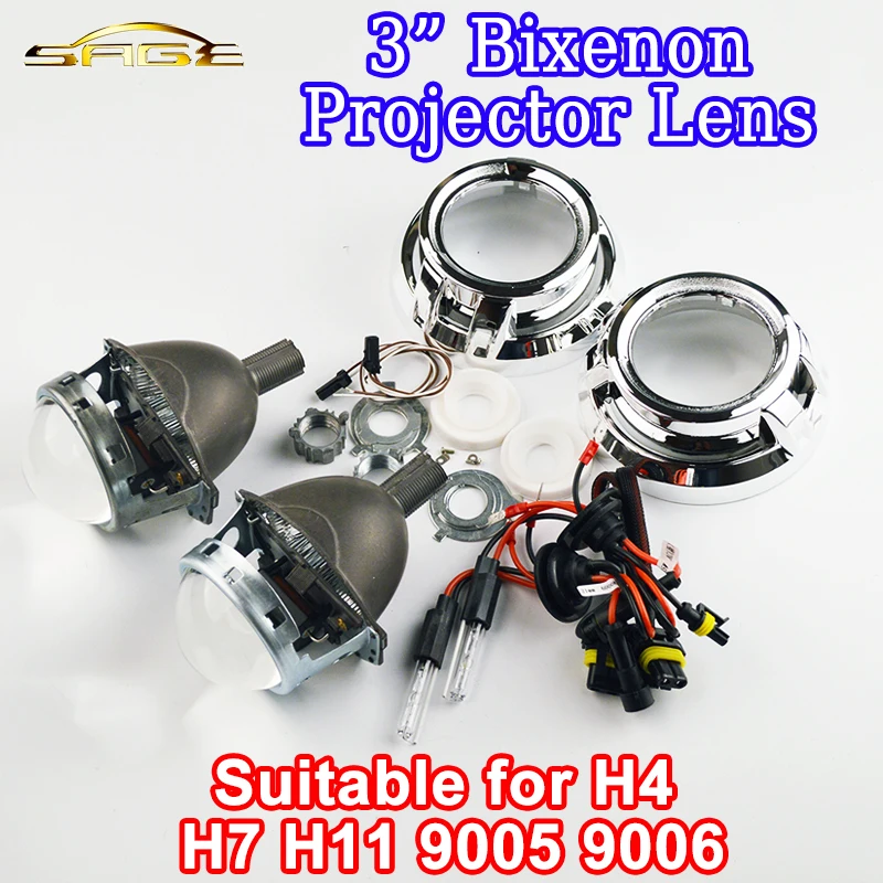 flytop HID Bi Xenon Projector LENS 3" Inch Shroud Special XENON Bulb