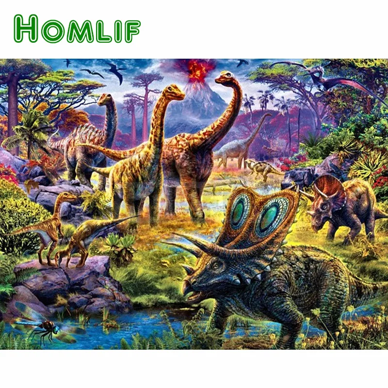 

HOMLIF Full Square/Round Drill 5D DIY Diamond Painting "dinosaur Dragon" 3D Embroidery Cross Stitch Mosaic Decor Gift child art