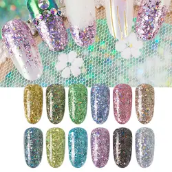 Новичок 12 видов цветов/комплект Holograhic ногтей блестящие пайетки нерегулярные блестки, пайетки Советы УФ-гель для ногтей украшения