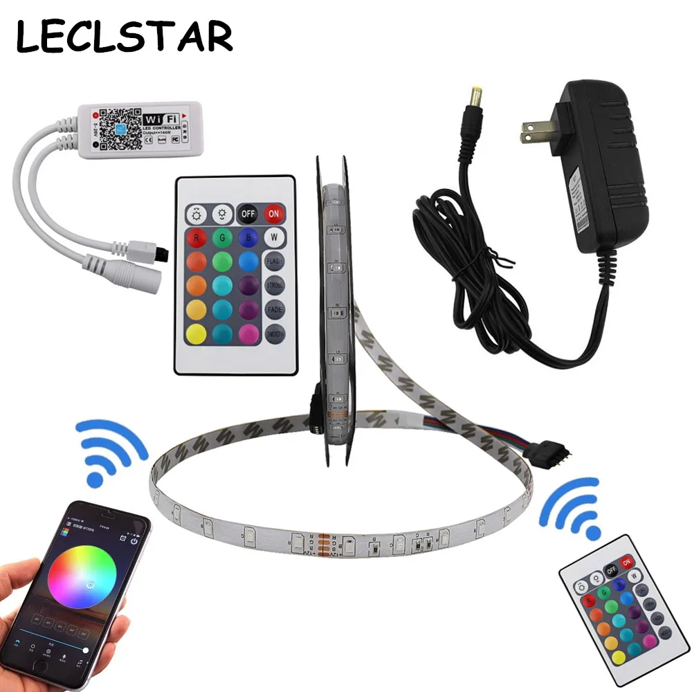 

WIFI RGB LED Strip Light SMD2835 3528 15M 20M RGB Tape DC12V Waterproof RGB Ribbon Diode 5M 10M Led Flexible + WIFI Controller