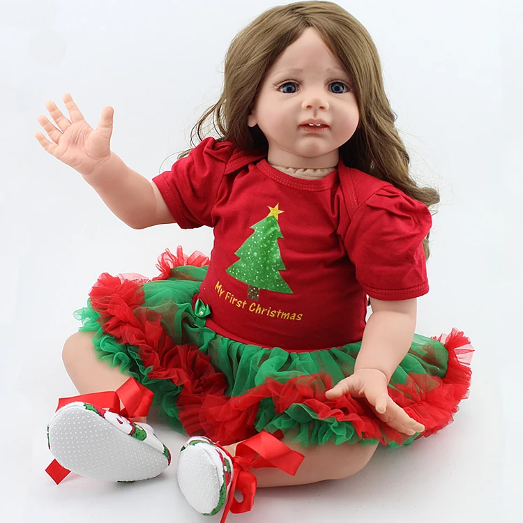 2015 60CM Hot Gift Christmas Dolls Playmates Simulation Soft Silicone Lifelike Reborn Baby Dolls For Girls
