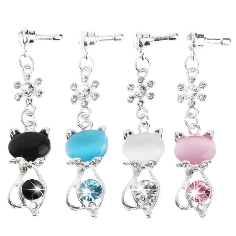 

3.5mm Jack Cat Crystal Dust Anti Earphone Cap Stopper Plug For Samsung iPhone 6