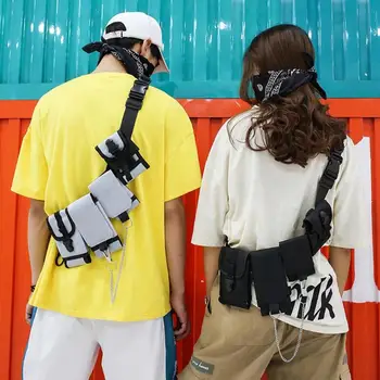 

Hip Hop Unisex Canvas Multi-packs Shoulder Waist Fanny Belt Bags Chest Bags