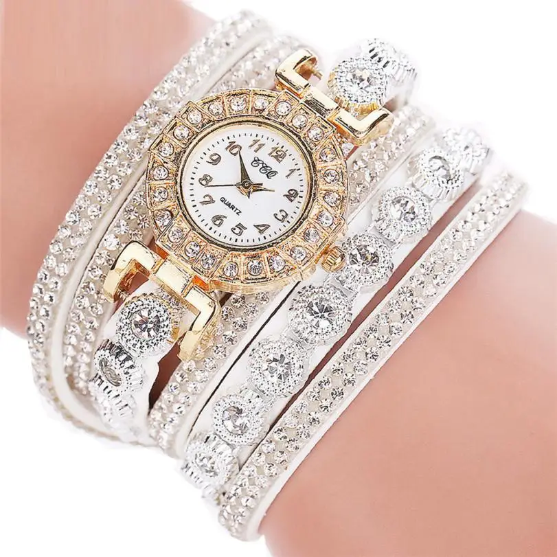 

Quartz Watch Relogio Masculino Rhinestone Bracelet Women Watches Luxury Leather Simple Watch Hours Horas 18JAN30