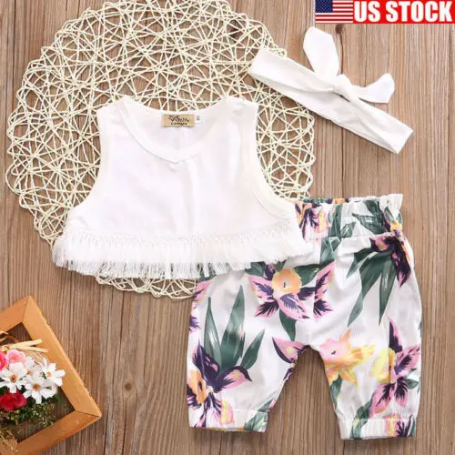 2019 kleinkind Kinder Baby mädchen sommer Outfits Kleidung T-shirt & kurze Hosen 2 PCS set