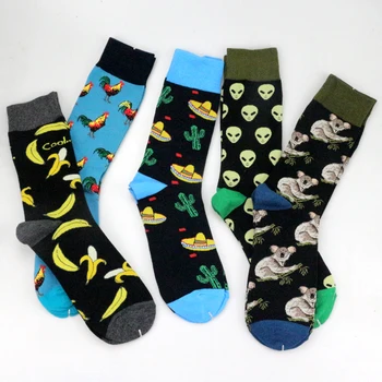 

Funny Happy Plant Socks Cotton Animal Socks 2020 Alien Monkey Chicken Banana Cactus Whale Dinosaur Koala Men Women Couples Socks