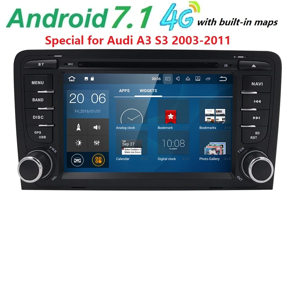 Discount Car DVD Player 2 din Car Radio GPS Android7.0 Head Unit for Audi A3/S3 2003 2004 2005 2006 2007 2008 2009 2010 2011 OBD2/4G/WIFI 1