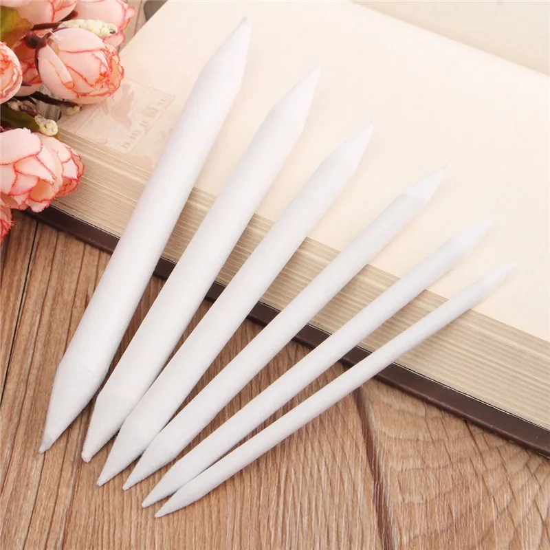  6pcs/set New Pastel Charcoal Blender Paper Stumps Tortillon Sketch Drawing White Pen for Office School Drawing Painting Supplies 