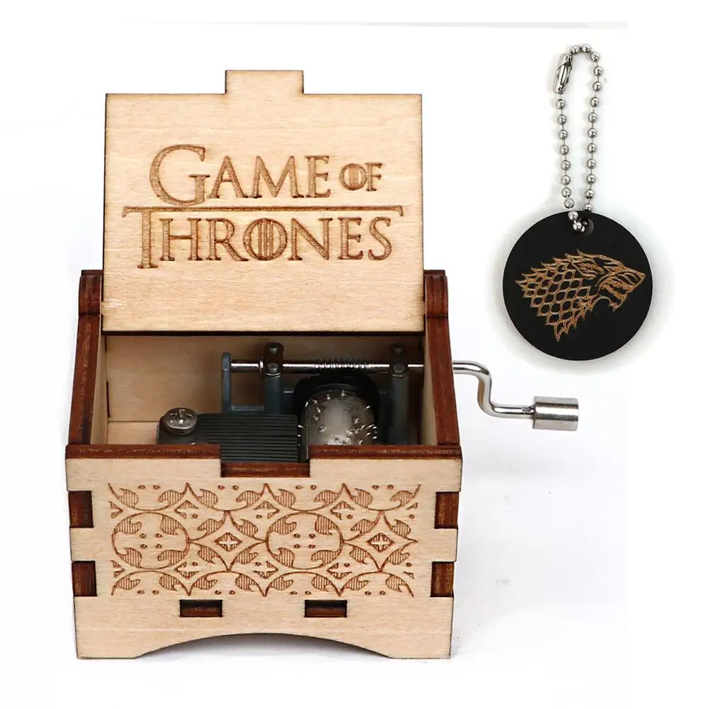 

Drop Shipping Wholesale Hand Cranked Wood Music Box Star War Game of Thrones Zelda Birthday Gift Wood Crafts for Gift