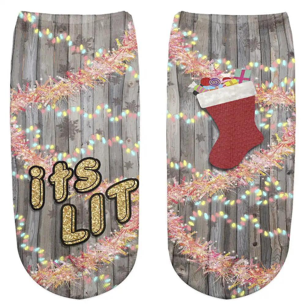 Модные женские носки забавный рисунок Санта Клаус рождественские носки дизайнерские носки с героями мультфильмов удобные женские короткие носки - Цвет: sxa600943