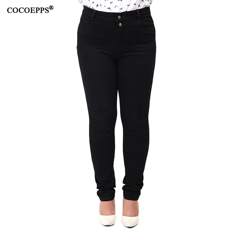 COCOEPPS повседневные джинсовые брюки длиной до щиколотки, большой размер, высокая талия, модные женские джинсы, женские Стрейчевые узкие брюки 5XL 6XL - Цвет: as picture