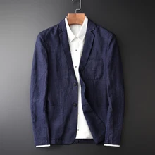 Новое поступление, льняная Мужская модная повседневная осенняя одежда, тонкий брендовый Повседневный супер большой высококачественный костюм, размер M-3XL 4XL