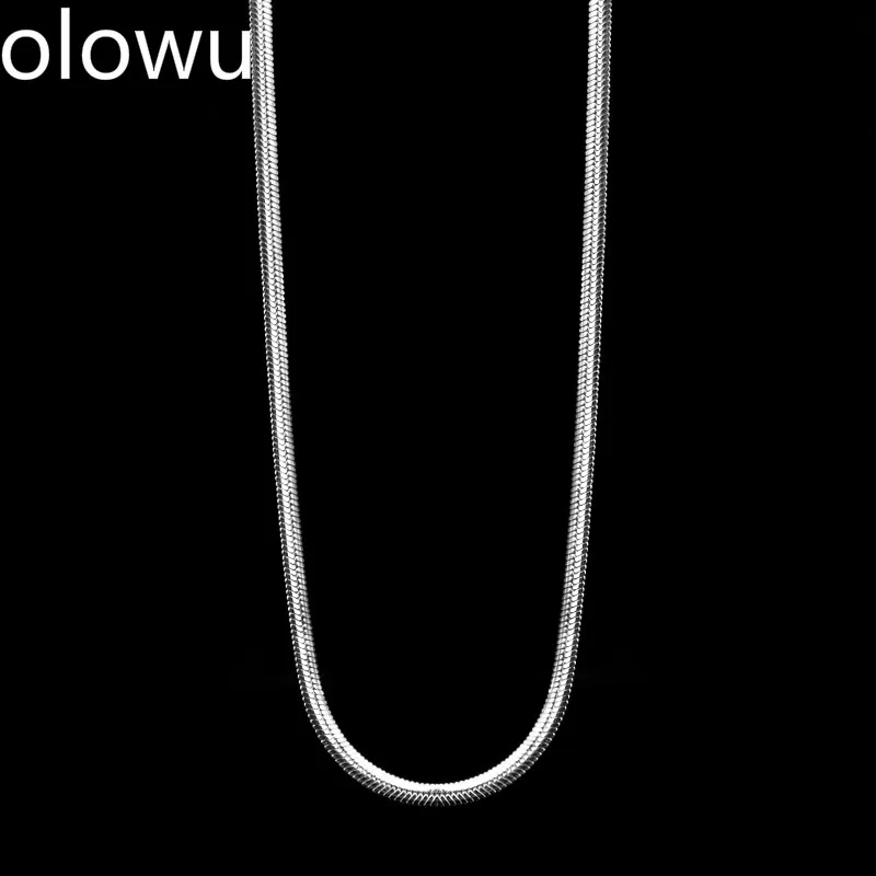 Olowu трендовые Оптовые цепочки ожерелье из нержавеющей стали 2 мм плоская цепочка