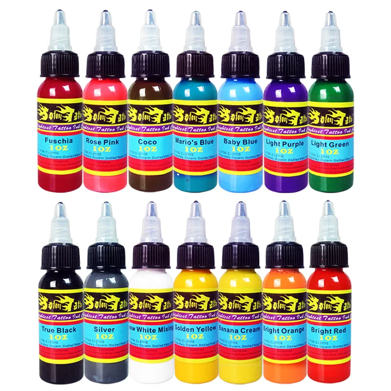 

Charme princesse Tattoo Machine Ink 14 Colors Set 1OZ 30ml/Bottle Tattoo Pigment Kit Permanent Make Up TI301-30-14