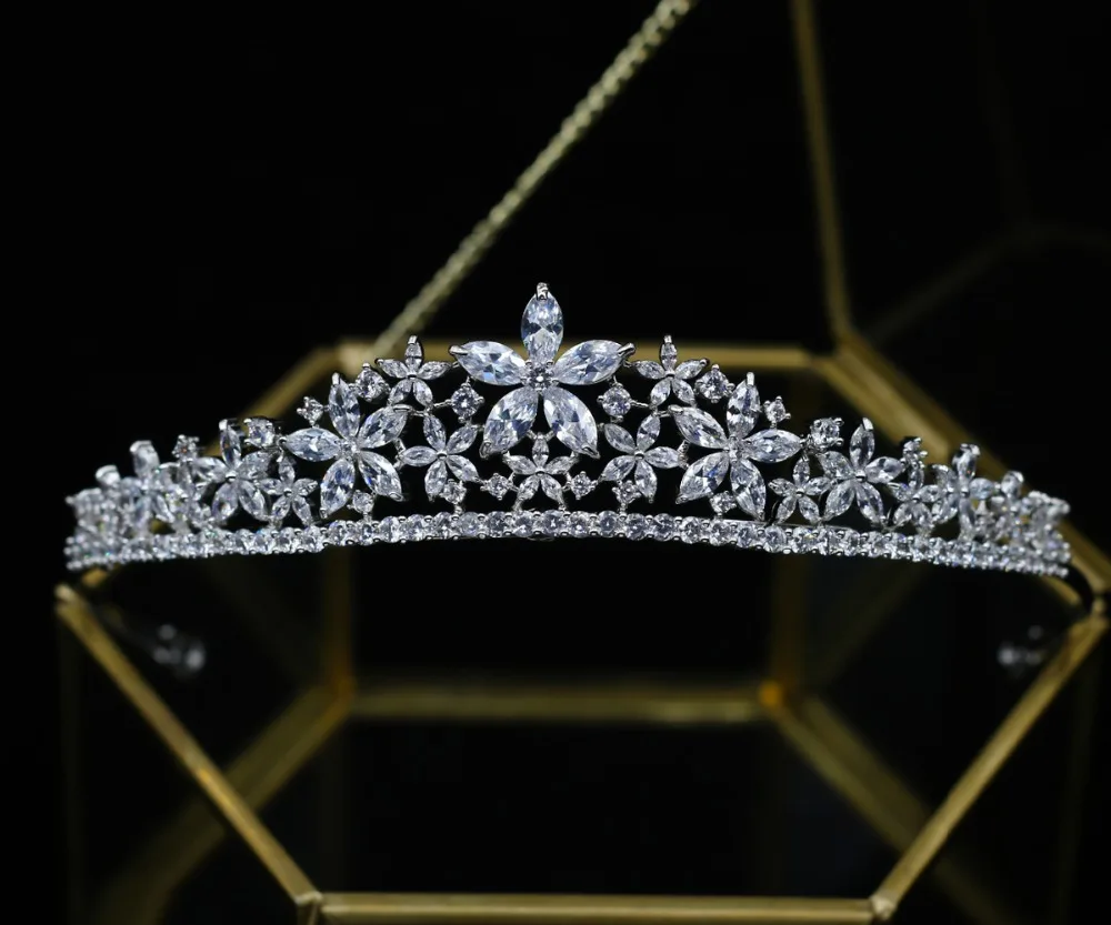 

new cubic zirconia crown wedding queen AAA cz zircon tiara crown hair accessories bride head jewelry party