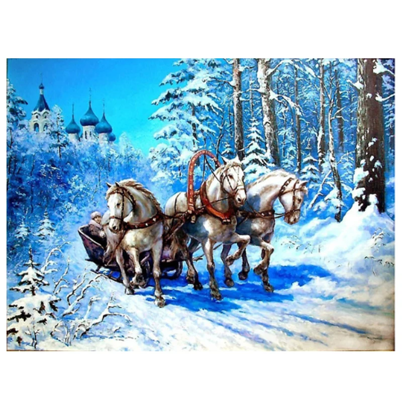 

SHANSHIYOUPIN Diamond Embroidery Scenery 5D Diamond Painting Cross Stitch Horse Picture of Rhinestones Home Decor Christmas Gift
