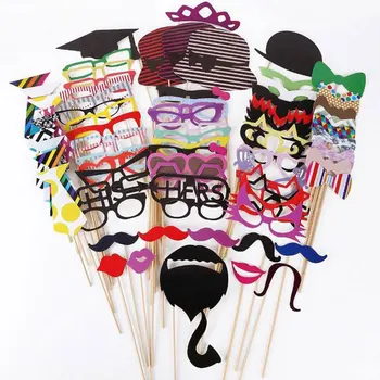

Funny Photo Props 76 pcs Wedding Decoration Photo booth Prop On Stick New Party Decoration Christmas Mustache Birthday Party