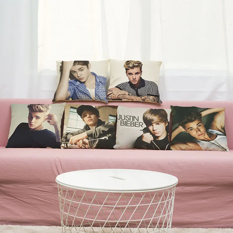 

45cm*45cm Cushion Cover portrait Pillow case Character Justin Bieber Home Decorative Throw Pillow Cover