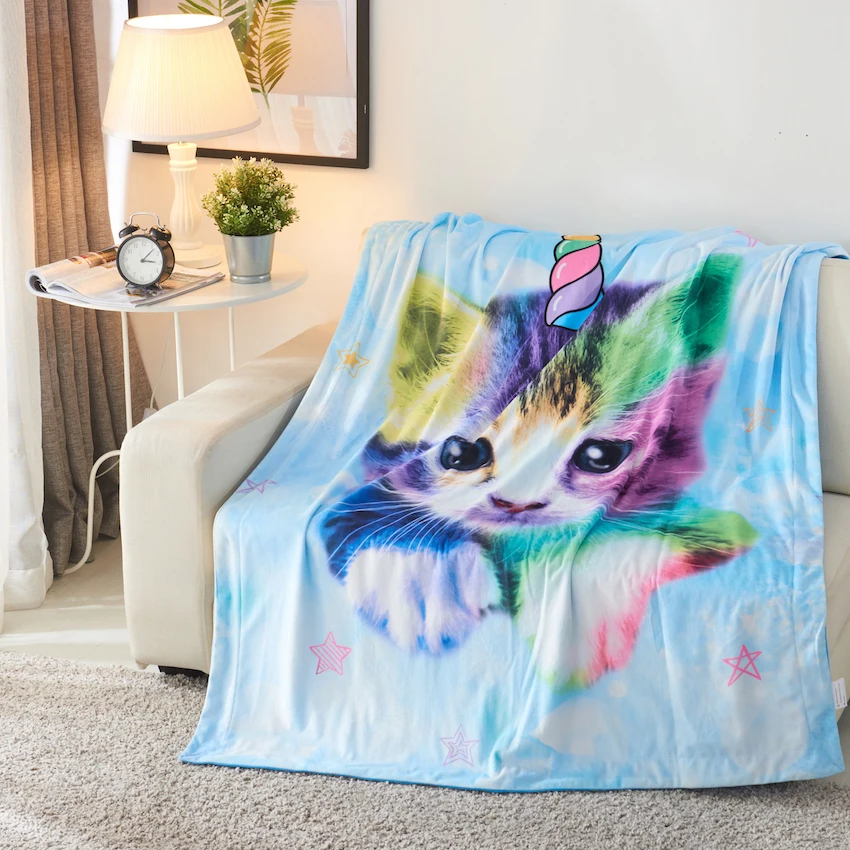Детское одеяло Kittycorn и Радужное супер мягкое бархатное одеяло