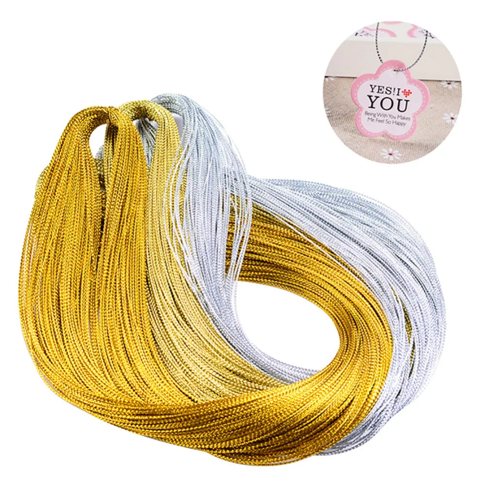 

Wholesale 100m/lot Gift Packaging Metallic Cord Jewelry Thread Gold Silver Craft String DIY Tag Lanyard Wedding Party Decoration