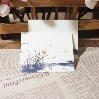 

10pcs BZNVN 9.8x7.5cm Chinese style orchid Gift card Office Packaging mini small envelope