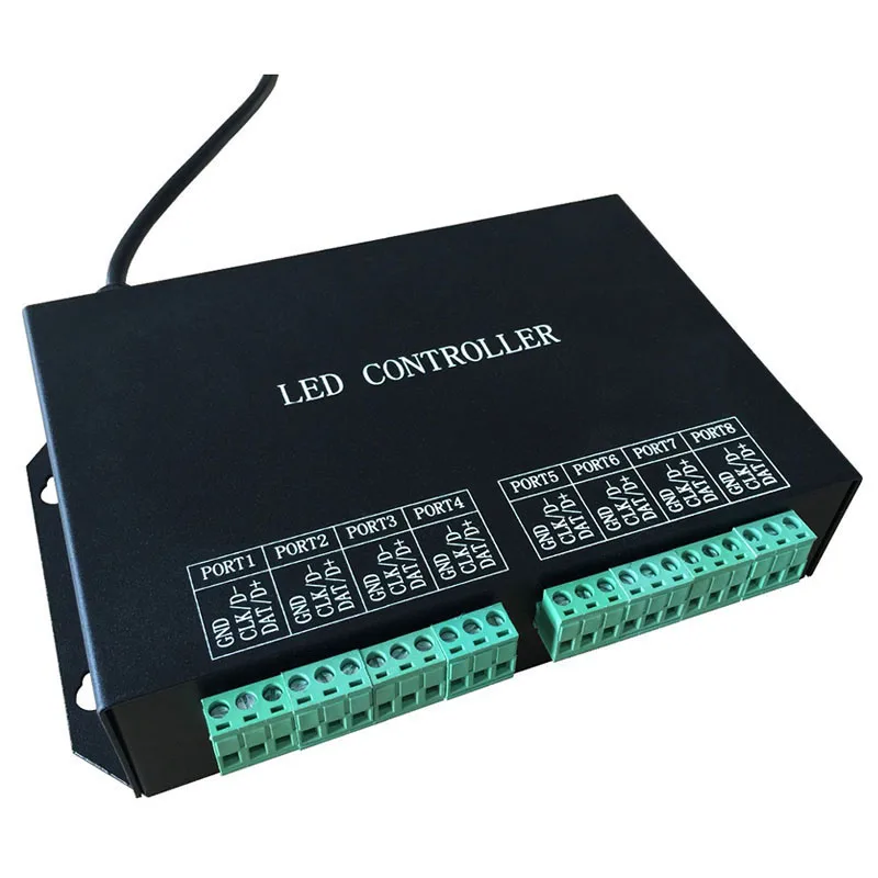 

led strip controller,full color programmable,WS2811,WS2812 controller,8 ports drive 8192 pixels,support DMX512,WS2812,etc.