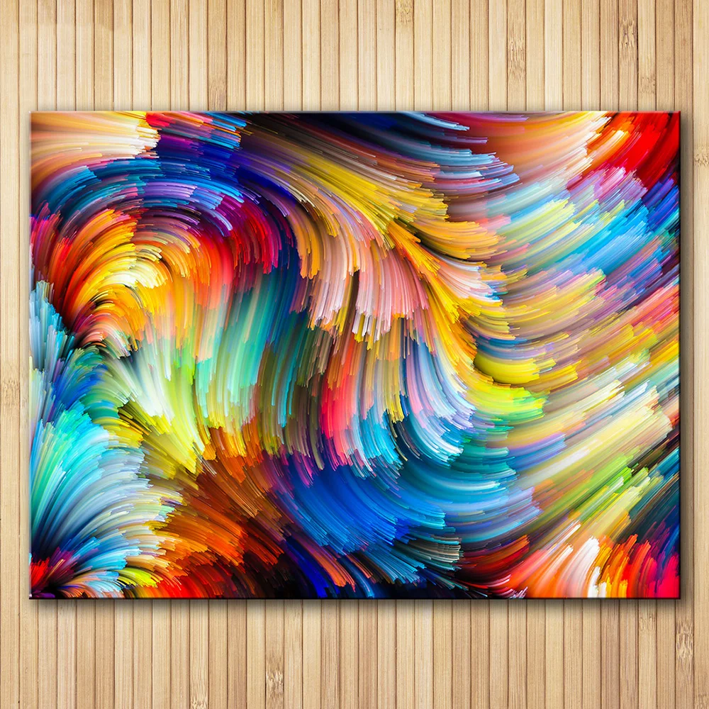 HDARTISAN Colored lines 734091 oil painting on Canvas wall painting picture for Living Room posters and prints No framed