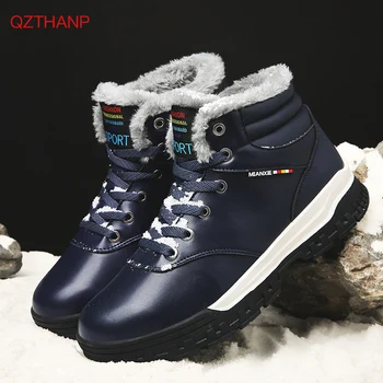 

2018 Break Out Men Shoes for Snow Winter Boots for Men Outdoor Casual Breathable Keep Warm Waterproof Leather Shoes Men Business