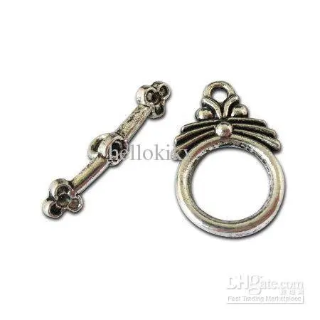 

600sets Tibetan Silver circle toggle clasps A10579