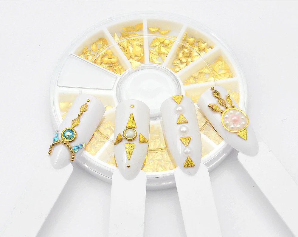 1 Набор для украшения ногтей металлические геометрические золотые наконечники DIY Инструменты для дизайна ногтей модные декоративные наклейки для ногтей