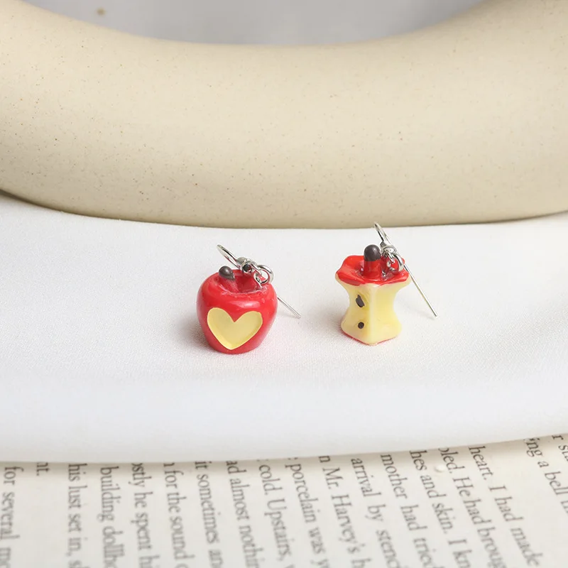Женские креативные серьги капельки Apple Core уникальные подвесные в японском стиле