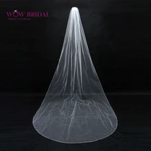 Wowbridal изящные невесты фата просто- разработанный края органзы длиной до пола свадебные аксессуары