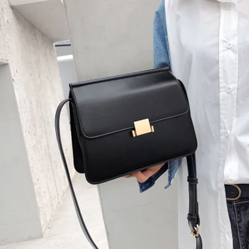 

Retro Fashion Female Square Bag High quality single shoulder port wind wild Messenger multi-function simple lock buckle handbag