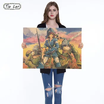 

Classic Hayao Miyazaki Valley Of The Winds Bar Kids Room Home Decor Kraft Paper Poster Wall Stickers Retro 51x36cm