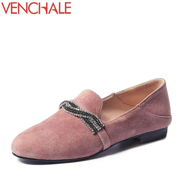 

VENCHALE newest sheepskin daily concise fashion decoration low heels round toe pumps absorb sweat breathable woman shoes