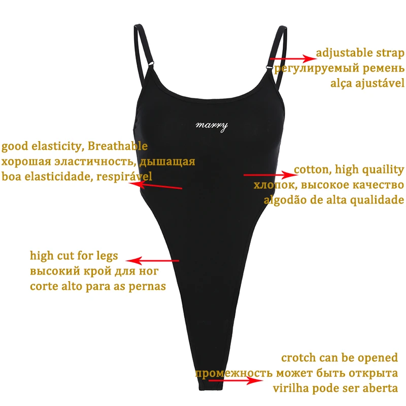 Fitshinling Cotton high cut summer bodysuits good quality letter print spaghetti strap black bodysuit women 2020 body jumpsuits Fitshinling Cotton high cut summer bodysuits good quality letter print spaghetti strap black bodysuit women 2020 body jumpsuits